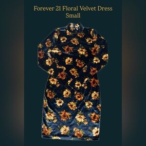 Blue Floral Velvet Dress